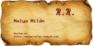 Malya Milán névjegykártya